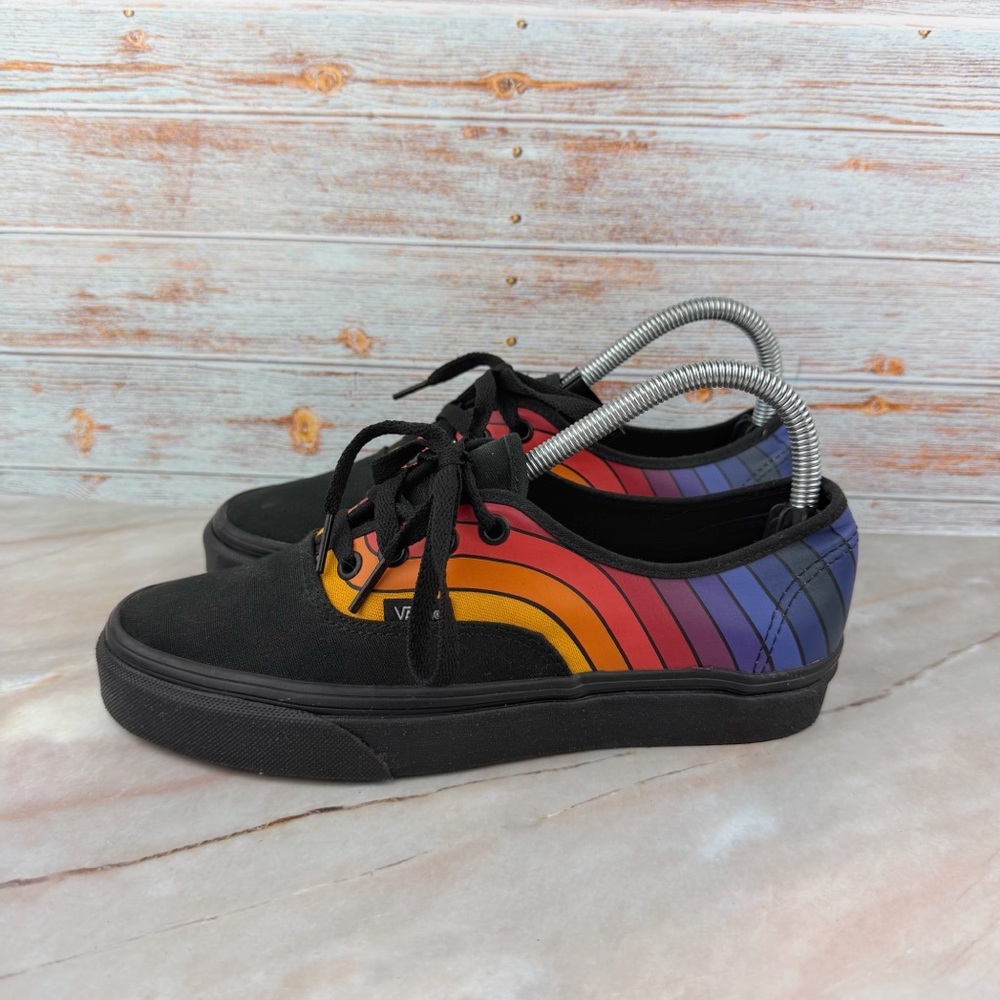 Vans Black lace-up Sneakers with Rainbow Stripes - Picture 2 of 8